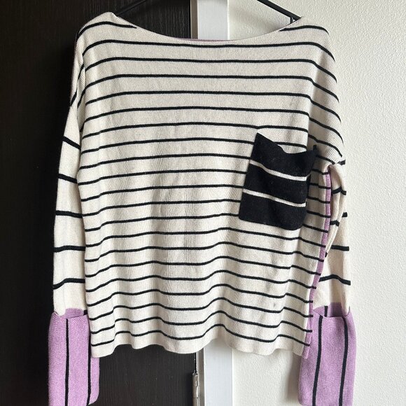 Pullover Anthropologie Faye Striped Sweater alpaca and merino wool blend Size S - Picture 2 of 6